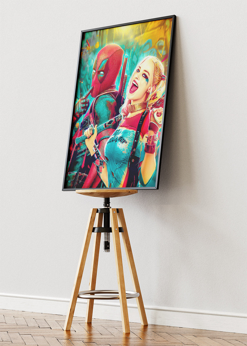 Deadpool & Harley Quinn Neon Duo Canvas & Poster Print – AI PRINT LAB