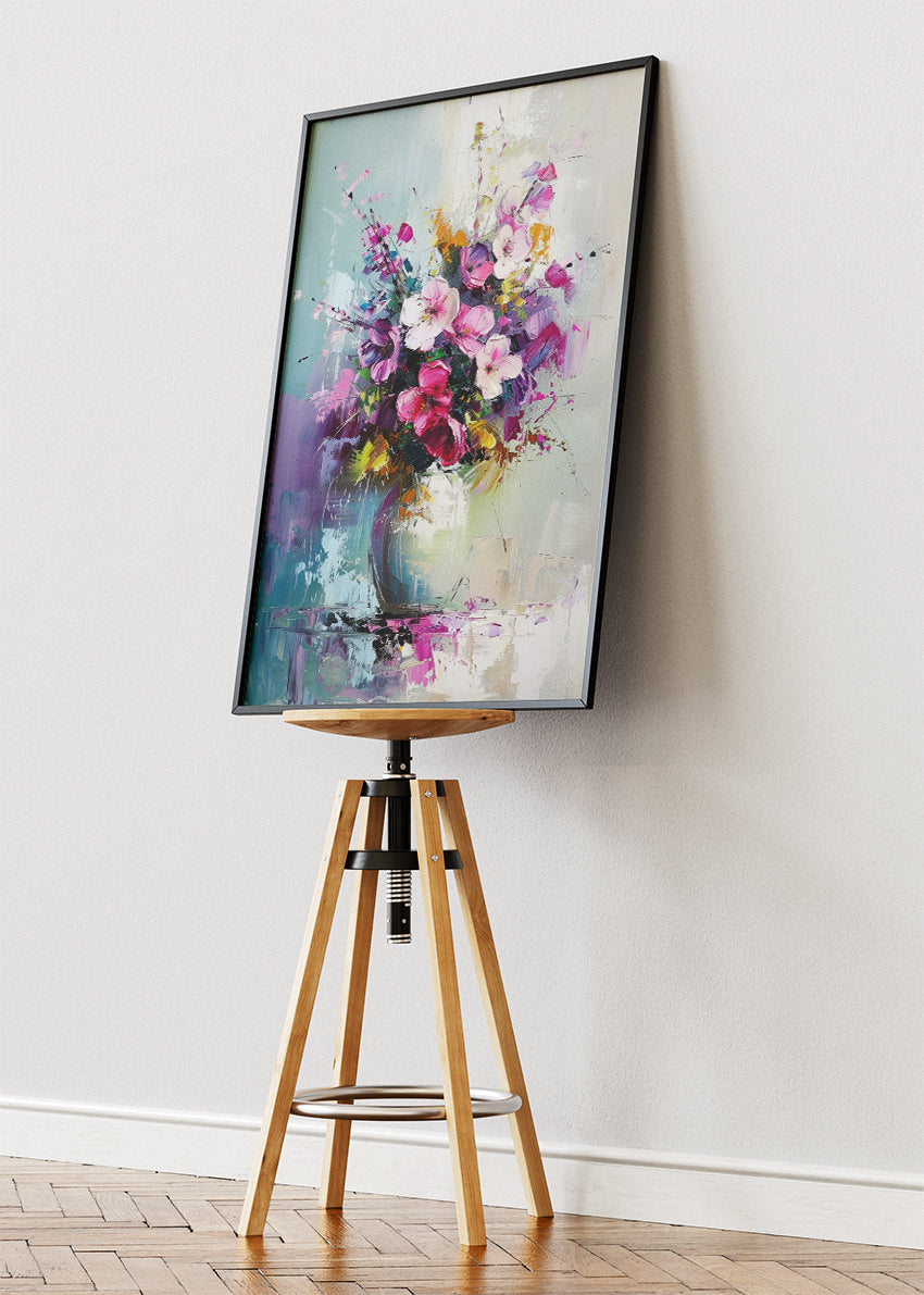 Abstract Floral Bouquet Vase Canvas & Poster Print – AI PRINT LAB