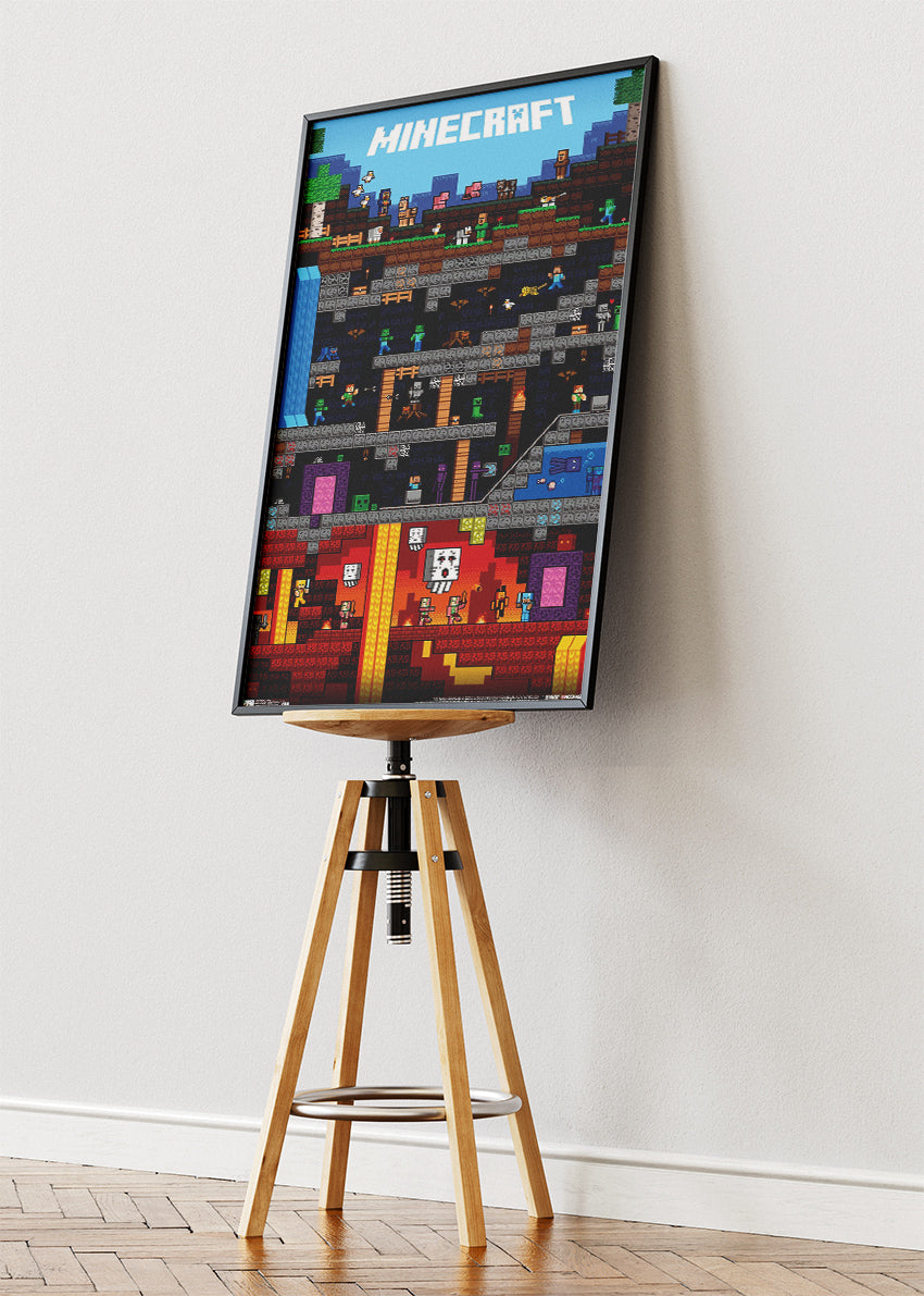 Minecraft Wall Art Poster & Canvas – Underground Block World Adventure Gaming Artwork