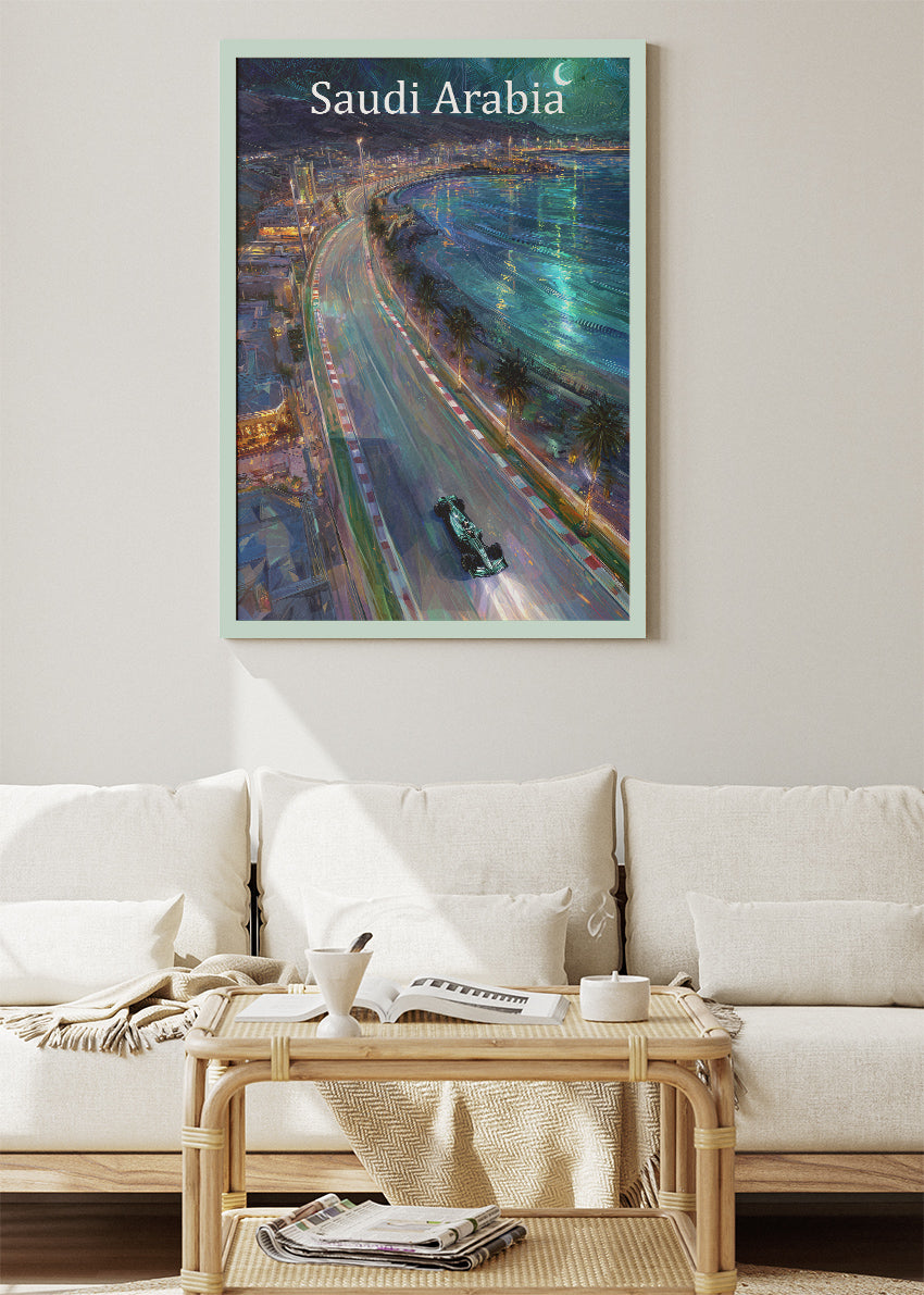Saudi Arabia Jeddah Night Formula 1 Circuit Canvas Print & Poster – AI PRINT LAB
