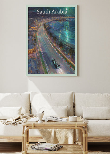 Saudi Arabia Jeddah Night Formula 1 Circuit Canvas Print & Poster – AI PRINT LAB