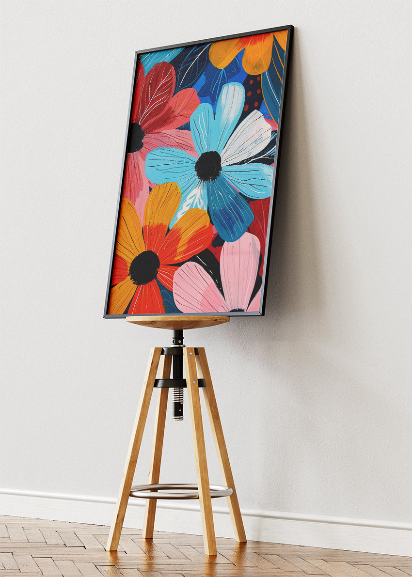Bold Colorful Floral Pop Art Canvas & Poster Print – AI PRINT LAB