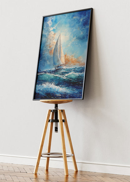 Ocean Breeze Sailboat – Serene Seascape Canvas & Poster Print – AI PRINT LAB