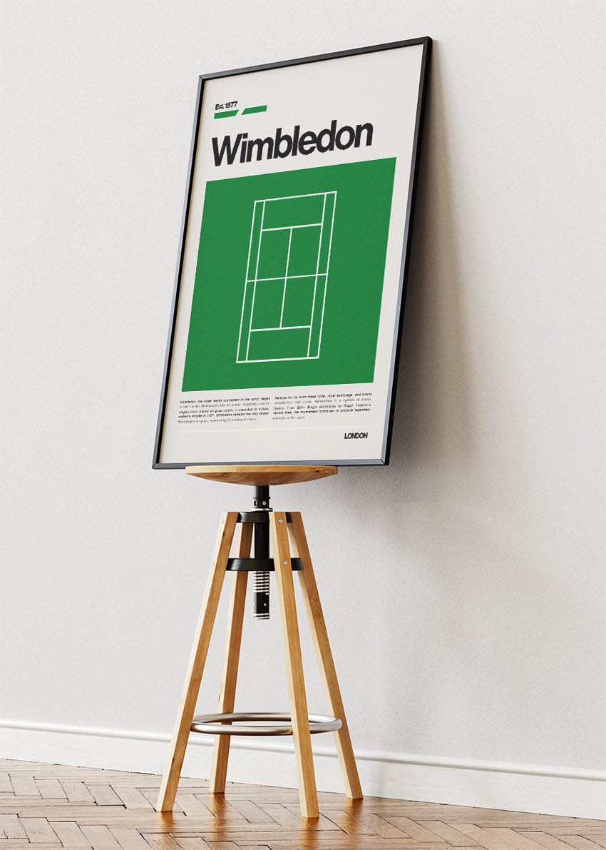Wimbledon Tennis Poster & Canvas Print – Modern Minimal Court Illustration Wall Art