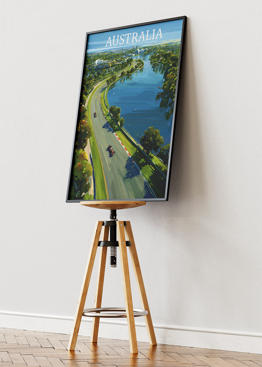 Australia Formula Racing Aerial Poster & Canvas Print | Scenic Motorsport Wall Art