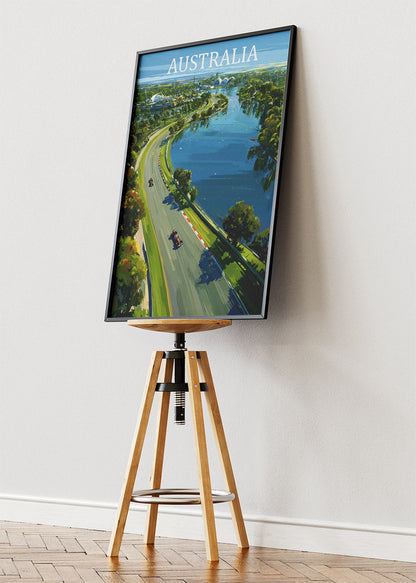 Australia Formula Racing Aerial Poster & Canvas Print | Scenic Motorsport Wall Art
