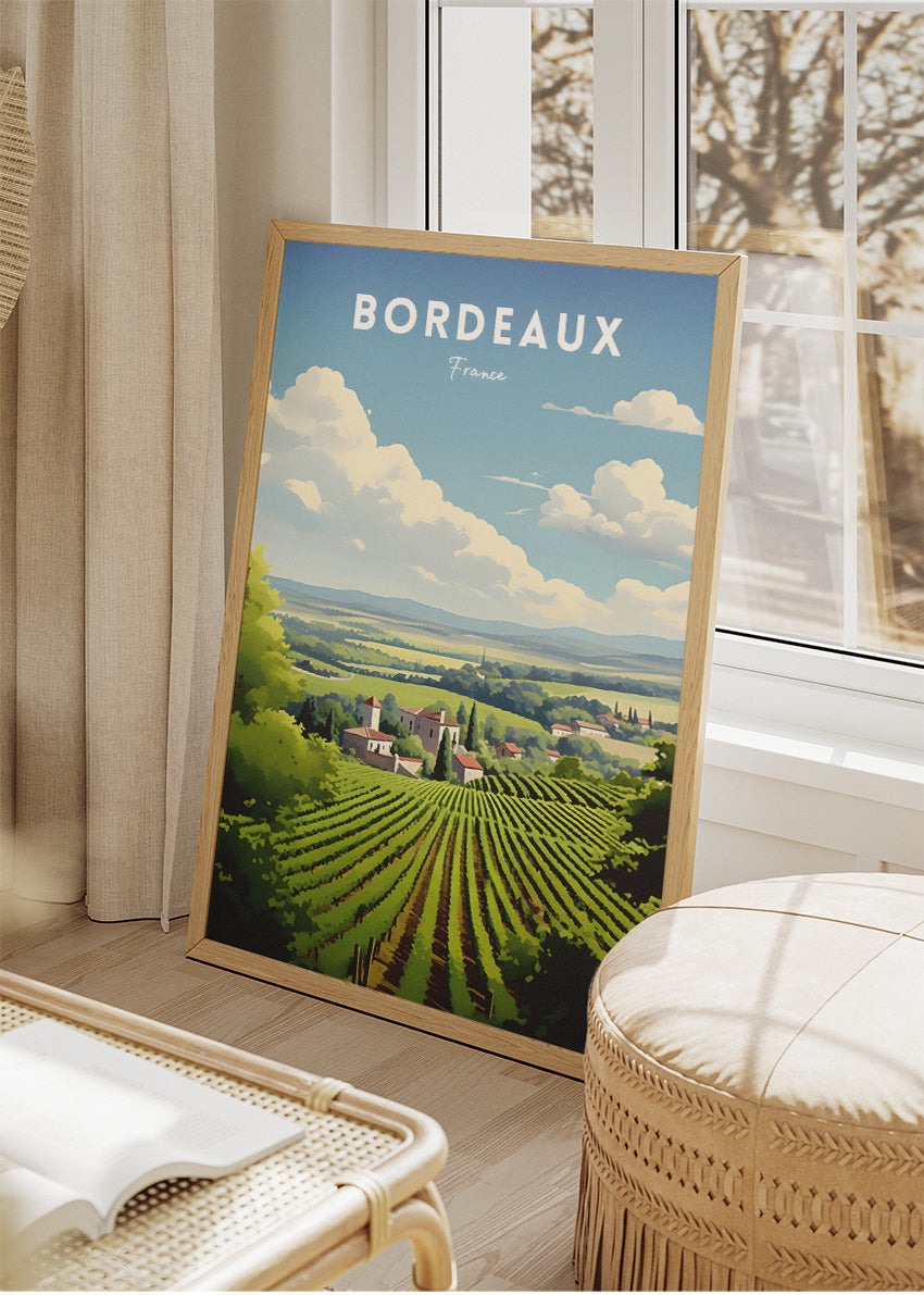 Bordeaux France Poster & Canvas Print – Vintage Vineyard Landscape Art