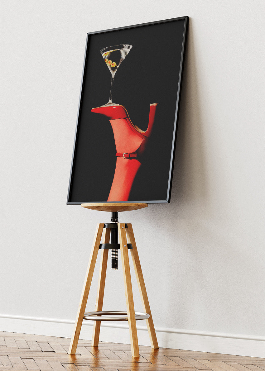 Martini High Heel Poster & Canvas Print | Fashion Cocktail Wall Art