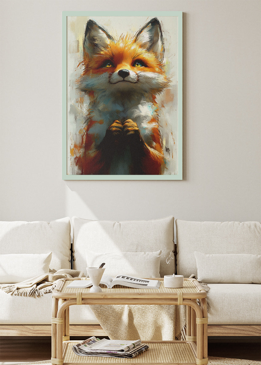Fox Portrait Poster & Canvas Print – Expressive Modern Woodland Animal Art