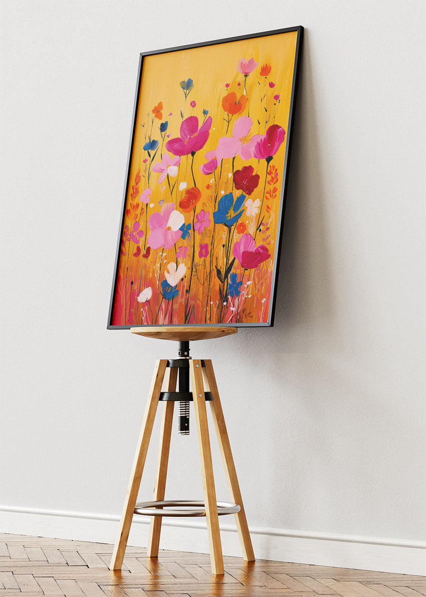 Golden Wildflower Garden Floral Canvas & Poster Print – AI PRINT LAB