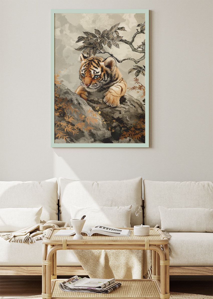 Tiger Cub Poster & Canvas Print – Elegant Wildlife Nursery & Nature Art