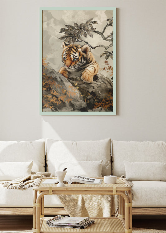 Tiger Cub Poster & Canvas Print – Elegant Wildlife Nursery & Nature Art
