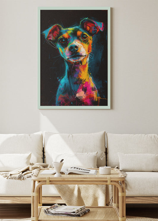Colorful Dog Portrait Poster & Canvas Print – Modern Abstract Pet Wall Art