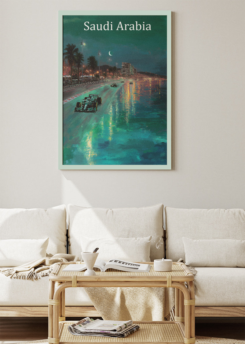 Saudi Arabia Coastal Night Formula 1 Canvas Print & Poster – AI PRINT LAB