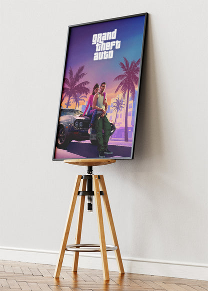Grand Theft Auto Wall Art Poster & Canvas – Neon City Crime Gaming Artwork