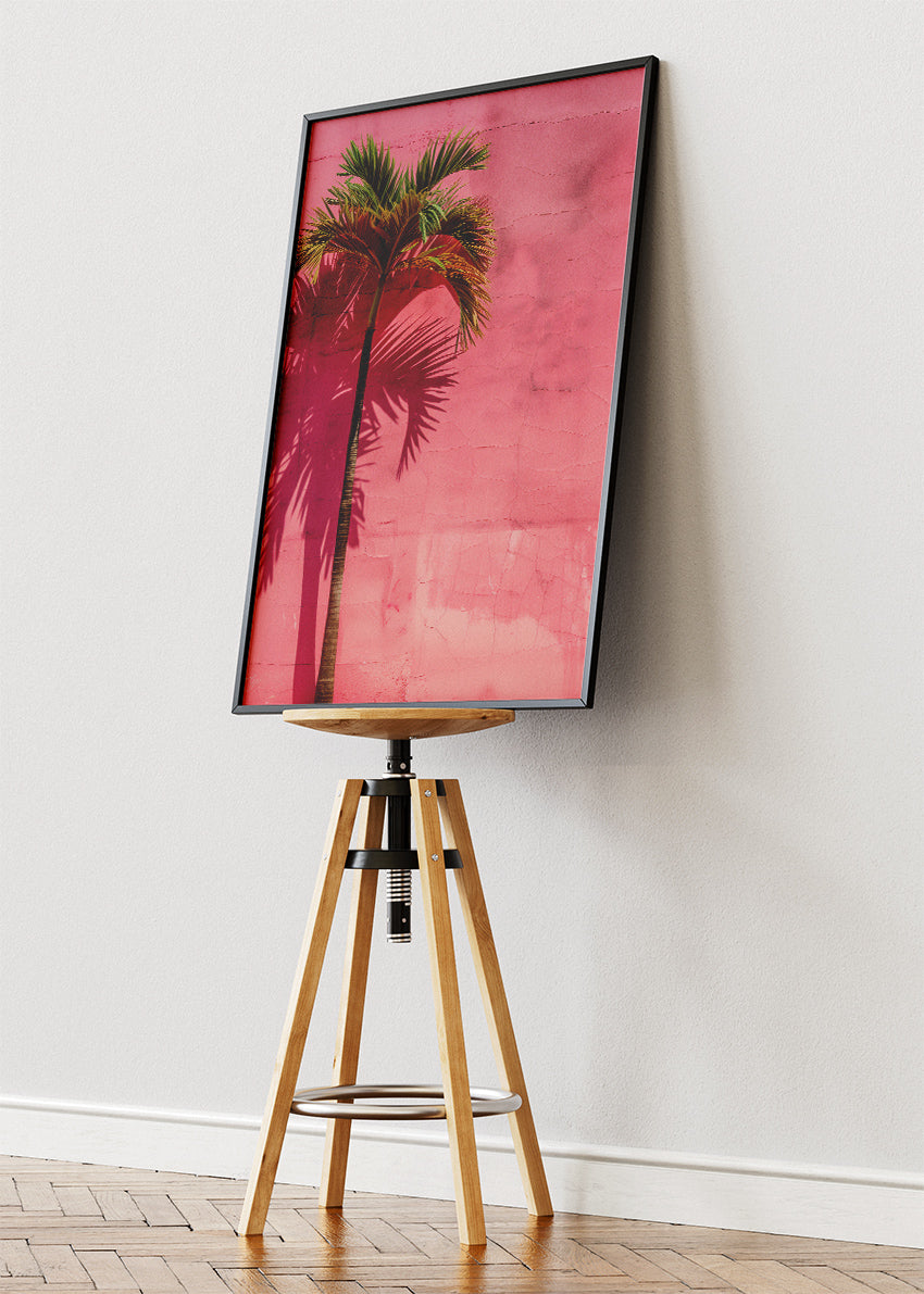 Minimal Palm Tree Pink Wall Canvas & Poster Print – AI PRINT LAB
