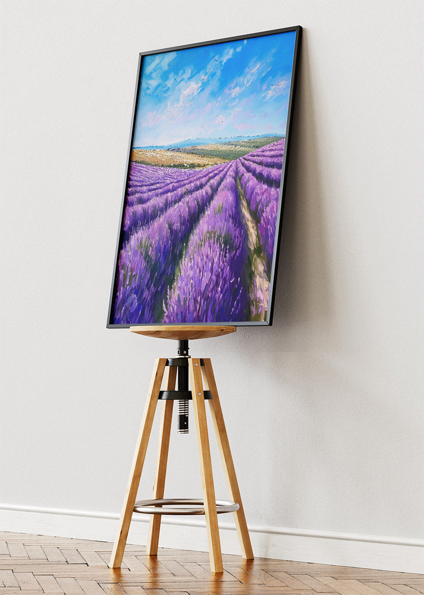Lavender Fields Under Blue Sky – Provence Inspired Landscape Canvas & Poster Print – AI PRINT LAB