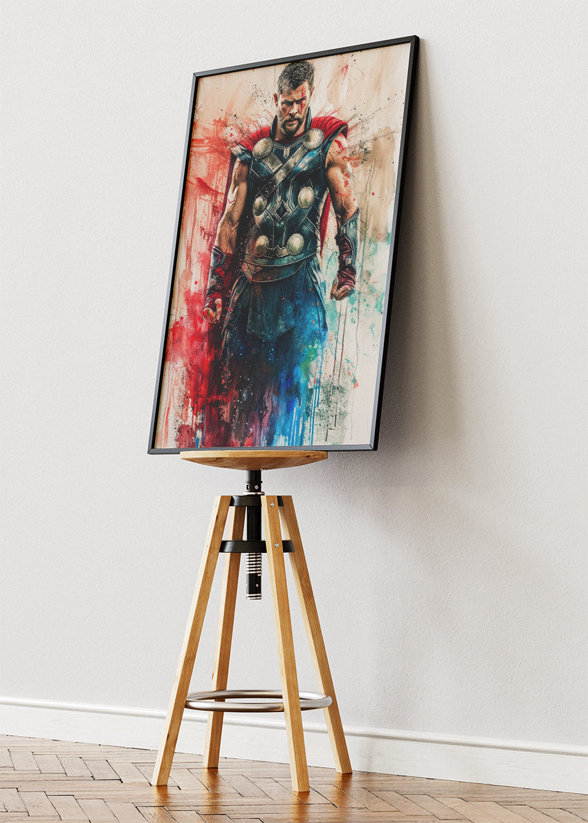 Thunder God Warrior Splash Art Canvas & Poster Print – AI PRINT LAB