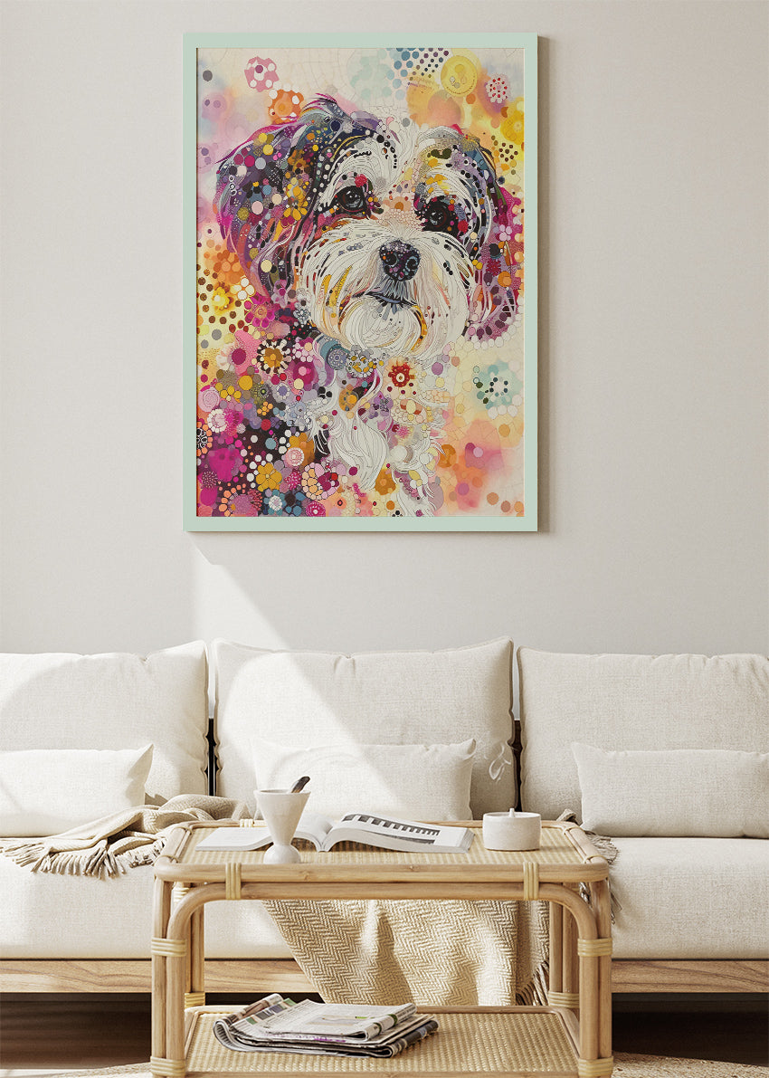 Abstract Dog Portrait Poster & Canvas Print – Colourful Modern Pet Wall Art