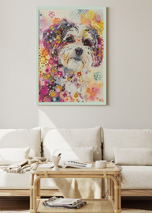 Abstract Dog Portrait Poster & Canvas Print – Colourful Modern Pet Wall Art