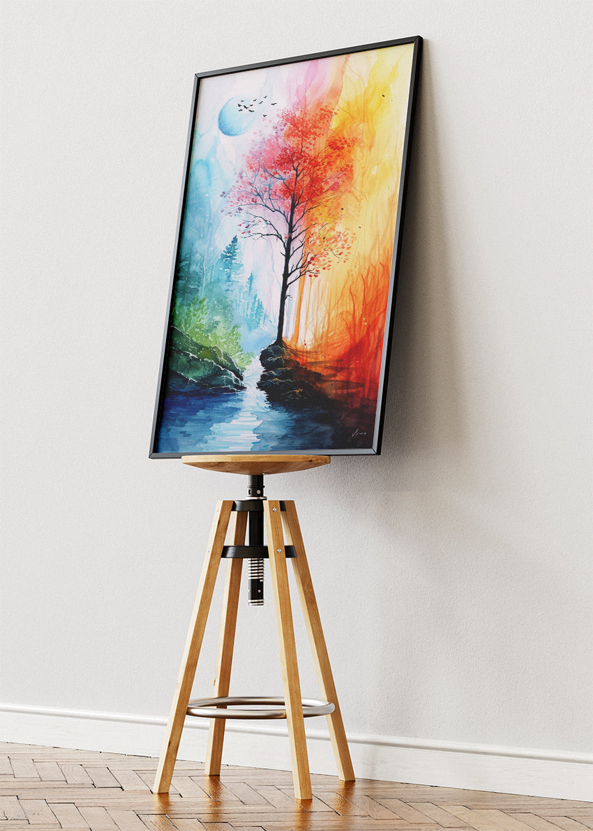 Four Seasons Tree Landscape Canvas & Poster Print – AI PRINT LAB