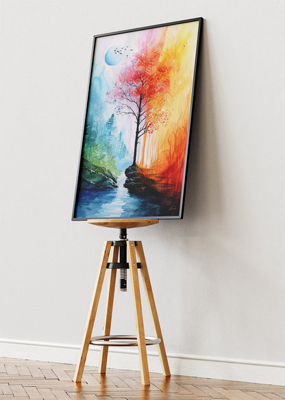 Four Seasons Tree Landscape Canvas & Poster Print – AI PRINT LAB
