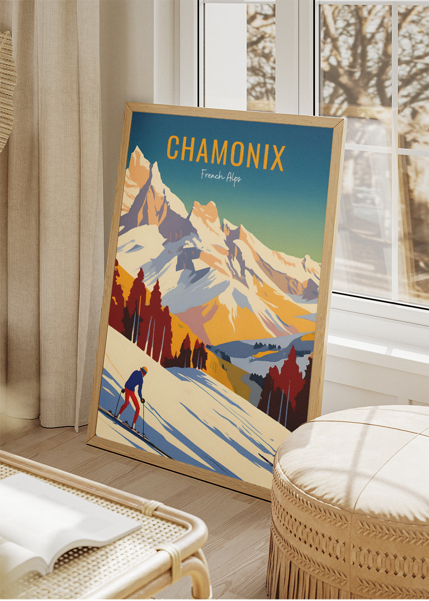 Chamonix French Alps Poster & Canvas Print – Vintage Ski Mountain Art