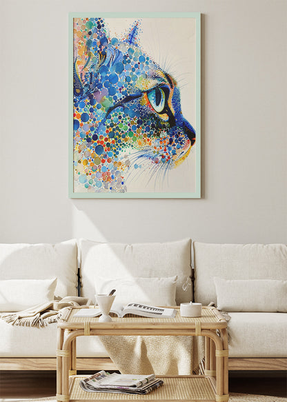 Colorful Abstract Cat Poster & Canvas Print – Modern Artistic Animal Wall Art