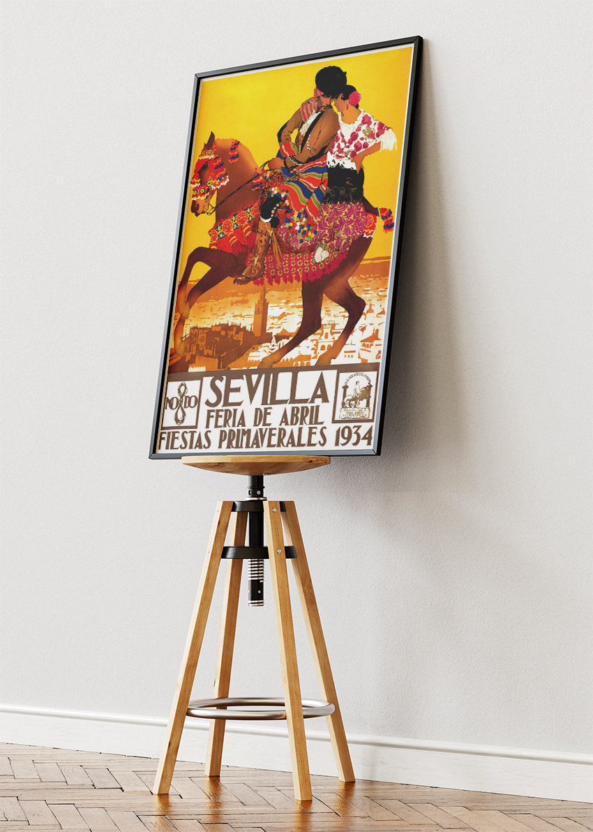 Sevilla Feria de Abril 1934 Poster & Canvas Print – Vintage Spanish Festival Art