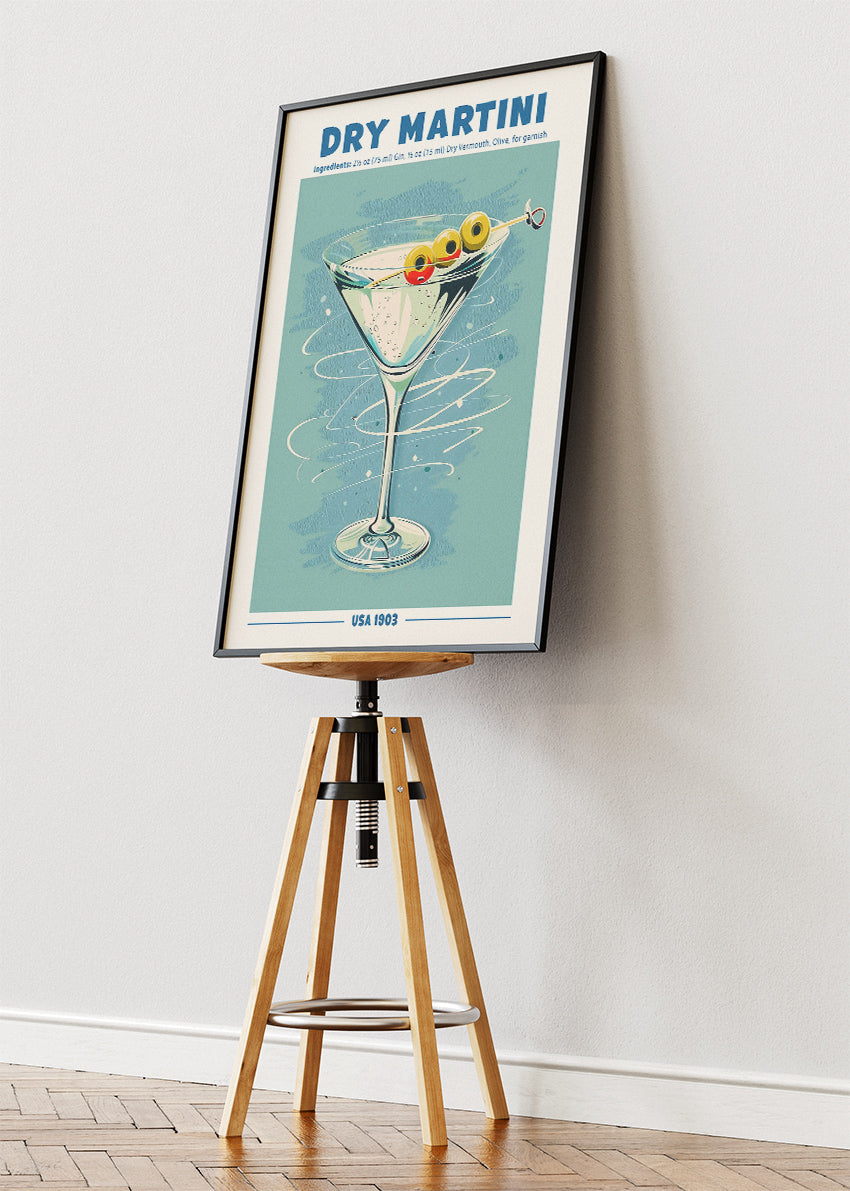 Dry Martini Poster & Canvas Print | Vintage Cocktail Wall Art