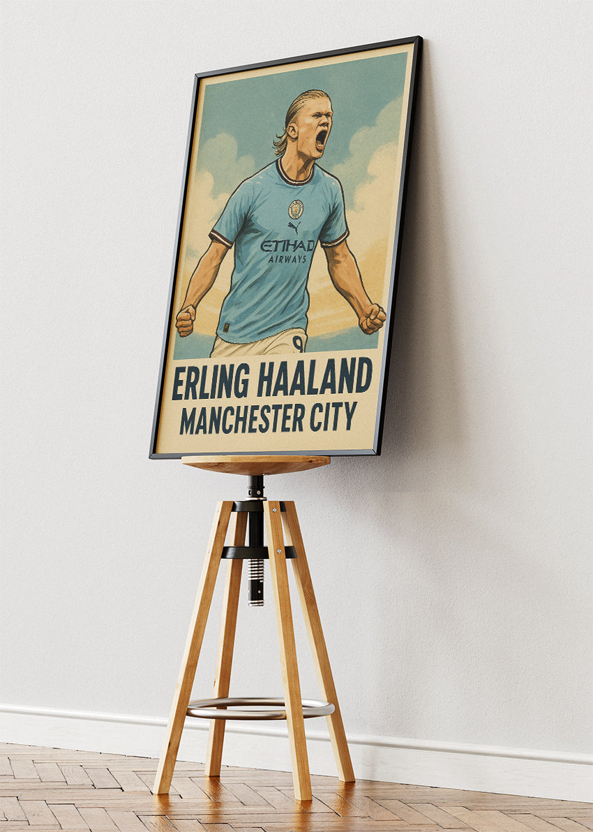 Erling Haaland Manchester City Football Wall Art | Elite Goal Machine Poster & Canvas