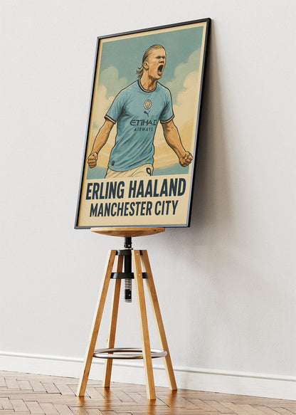 Erling Haaland Manchester City Football Wall Art | Elite Goal Machine Poster & Canvas