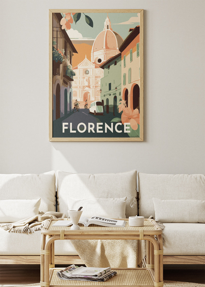 Florence Italy Cityscape Poster & Canvas Print – Illustrated Duomo View Art