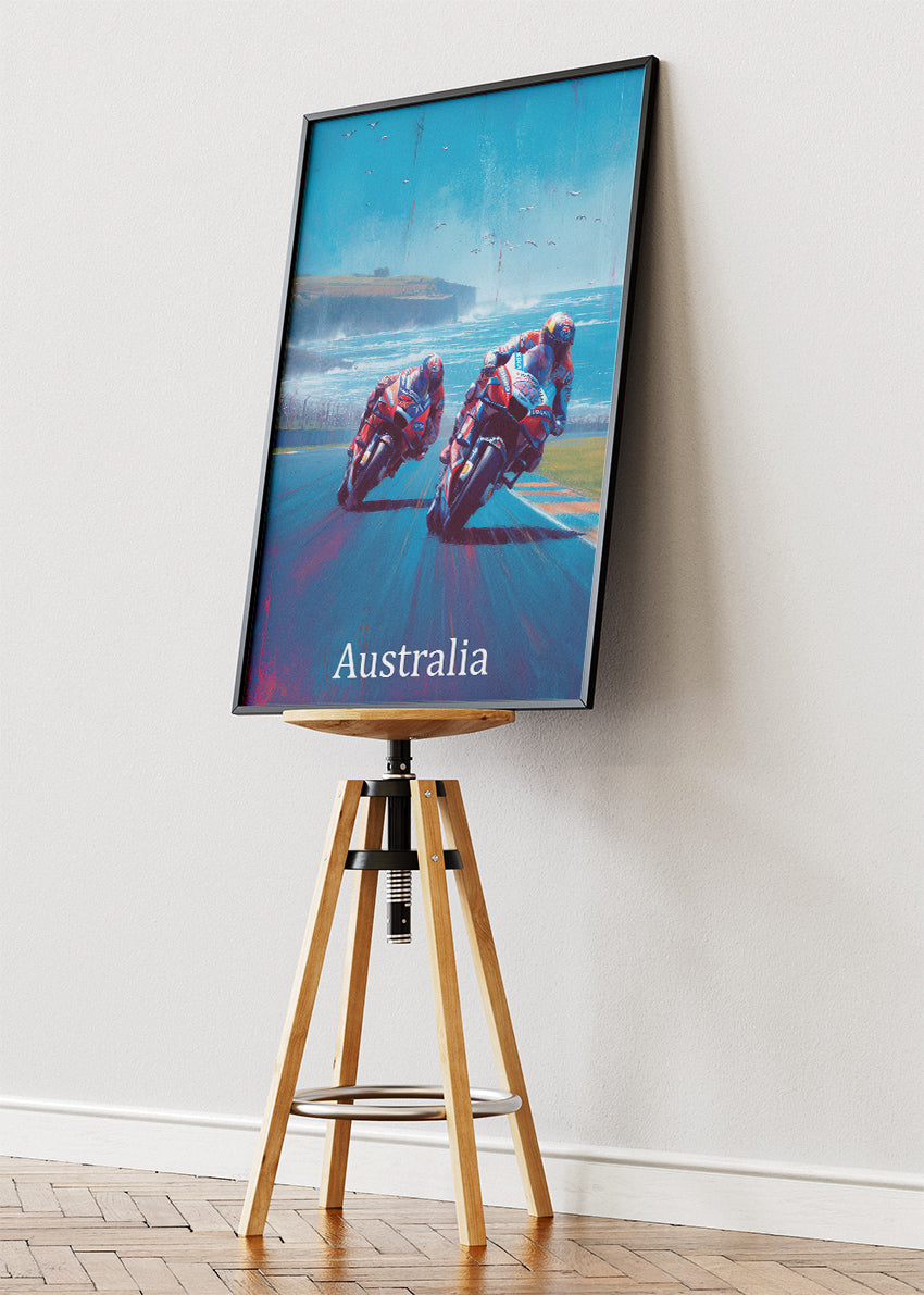 Australia MotoGP Coastal Speed Motorcycle Racing Wall Art Poster & Canvas
