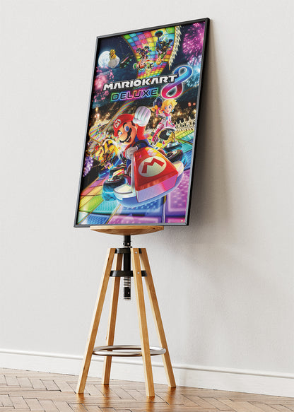 Mario Kart 8 Deluxe Wall Art Poster & Canvas – Rainbow Road Racing Gaming Artwork