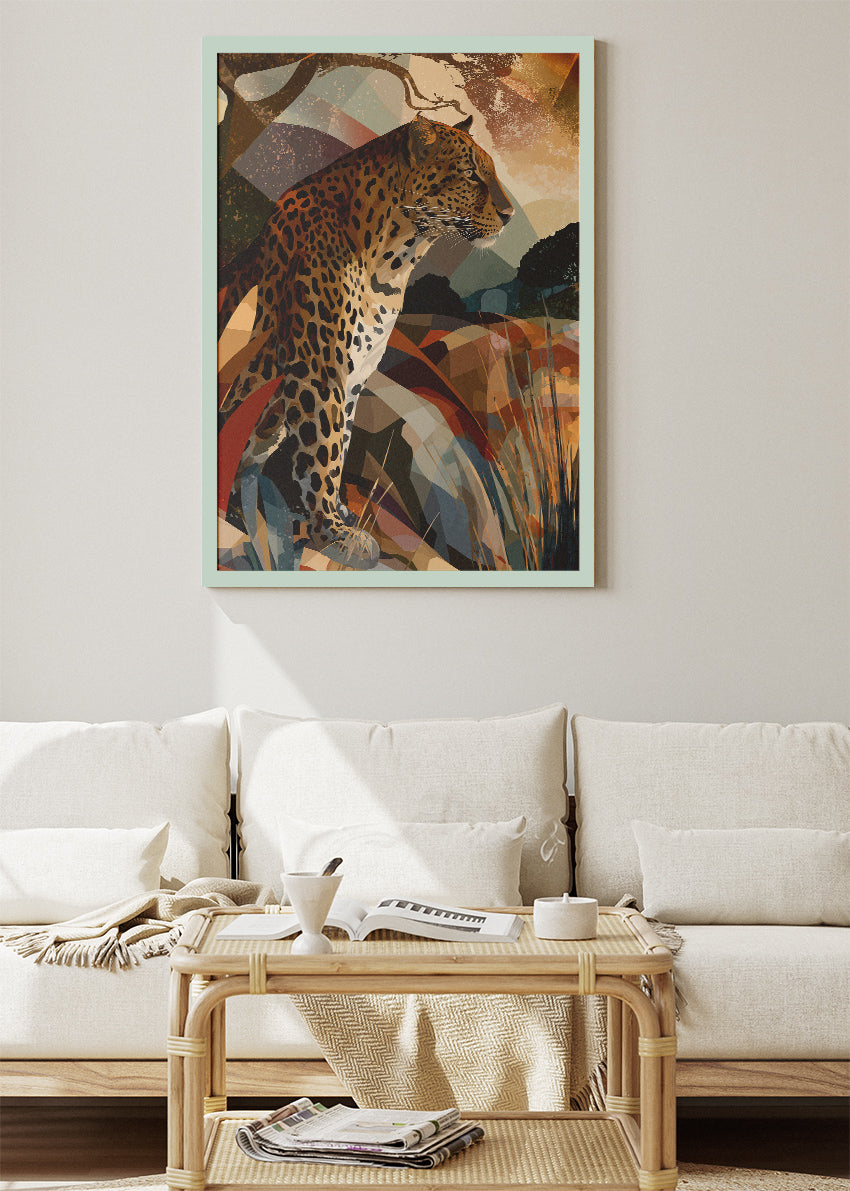 Leopard Wall Art Poster & Canvas Print – Abstract Wildlife Landscape Animal Art