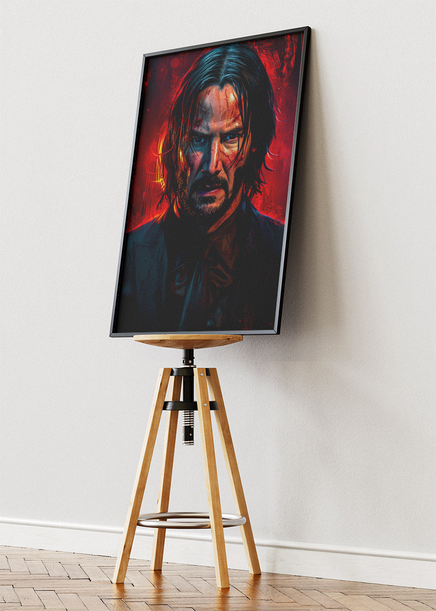 John Wick Inspired Wall Art – Dark Action Movie Portrait Poster & Canvas Print