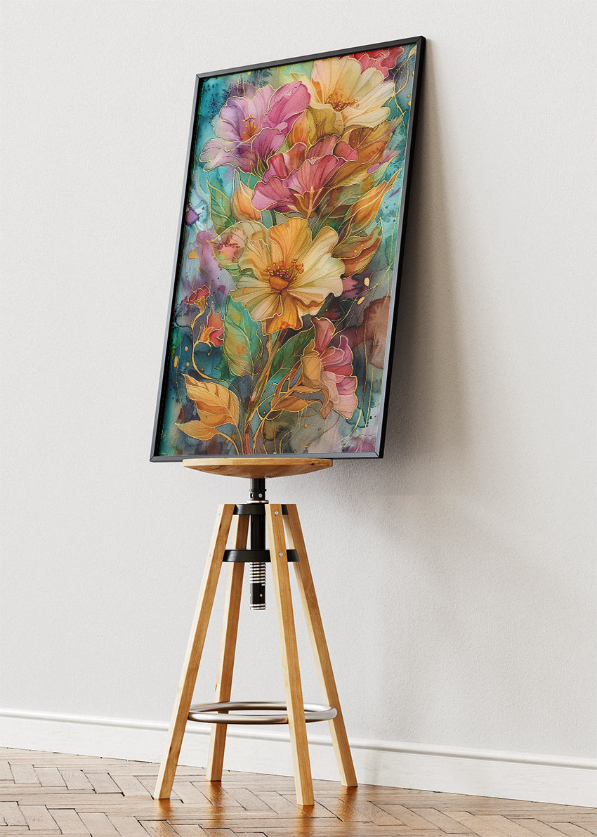 Elegant Watercolor Floral Bouquet Canvas & Poster Print – AI PRINT LAB