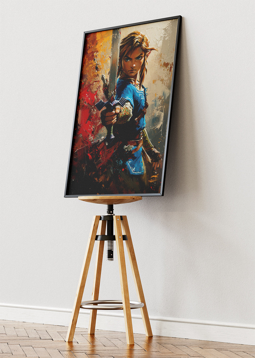 The Legend of Zelda Breath of the Wild Wall Art Poster & Canvas – Link Warrior Portrait Gaming Artwork