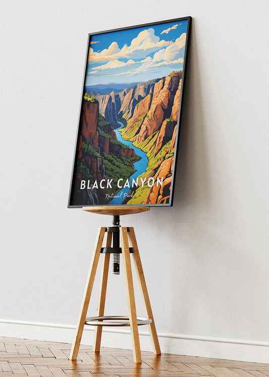 Black Canyon National Park Poster & Canvas Print – Scenic Canyon Landscape Illustration Wall Art