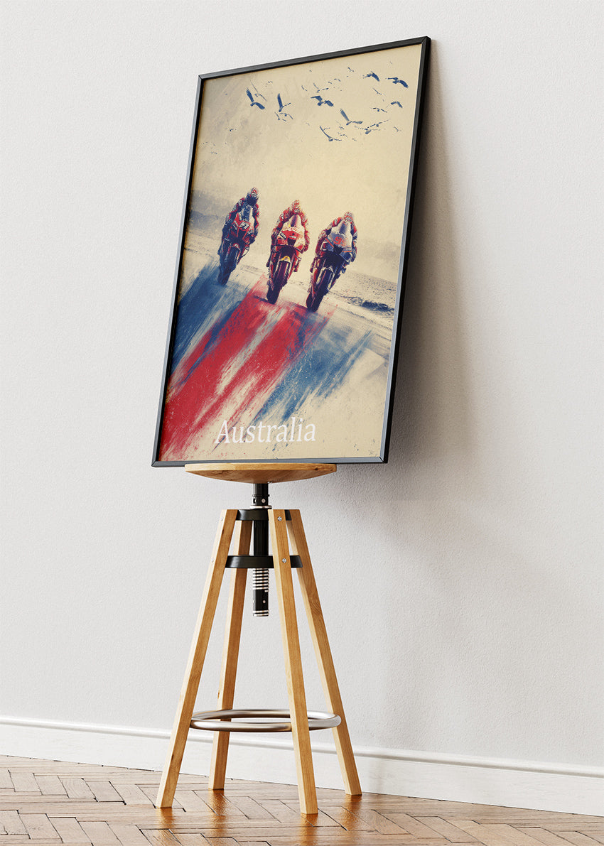 Australia MotoGP Minimal Racing Art Poster & Canvas – Modern Motorsport Wall Art