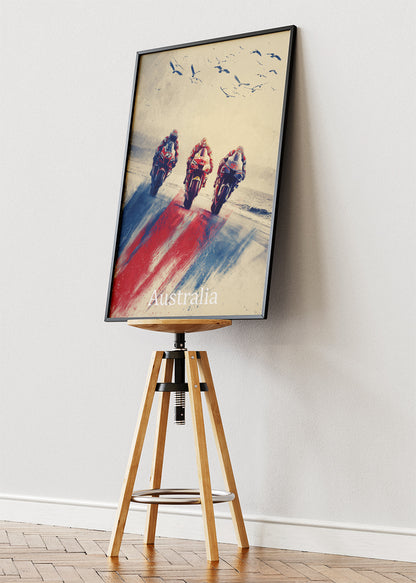 Australia MotoGP Minimal Racing Art Poster & Canvas – Modern Motorsport Wall Art