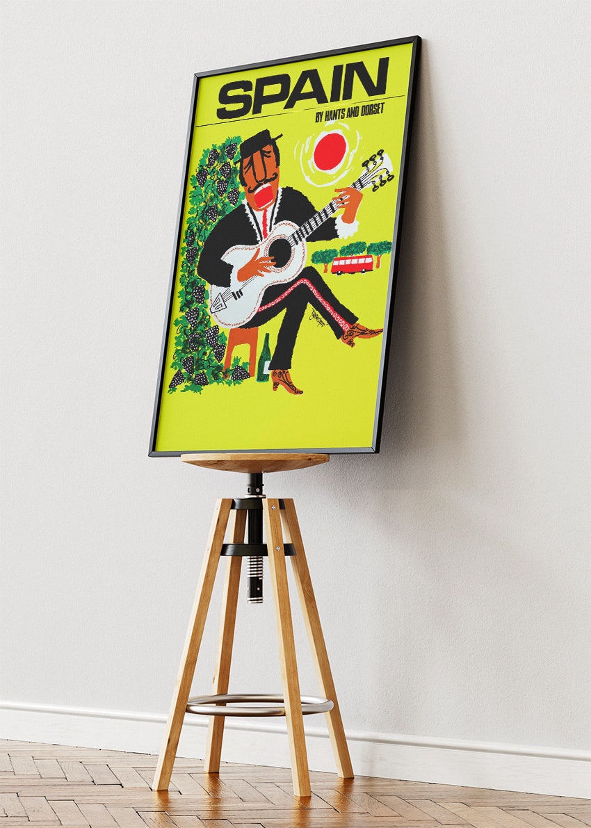 Spain Guitar Poster & Canvas Print – Vintage Flamenco Music Travel Art