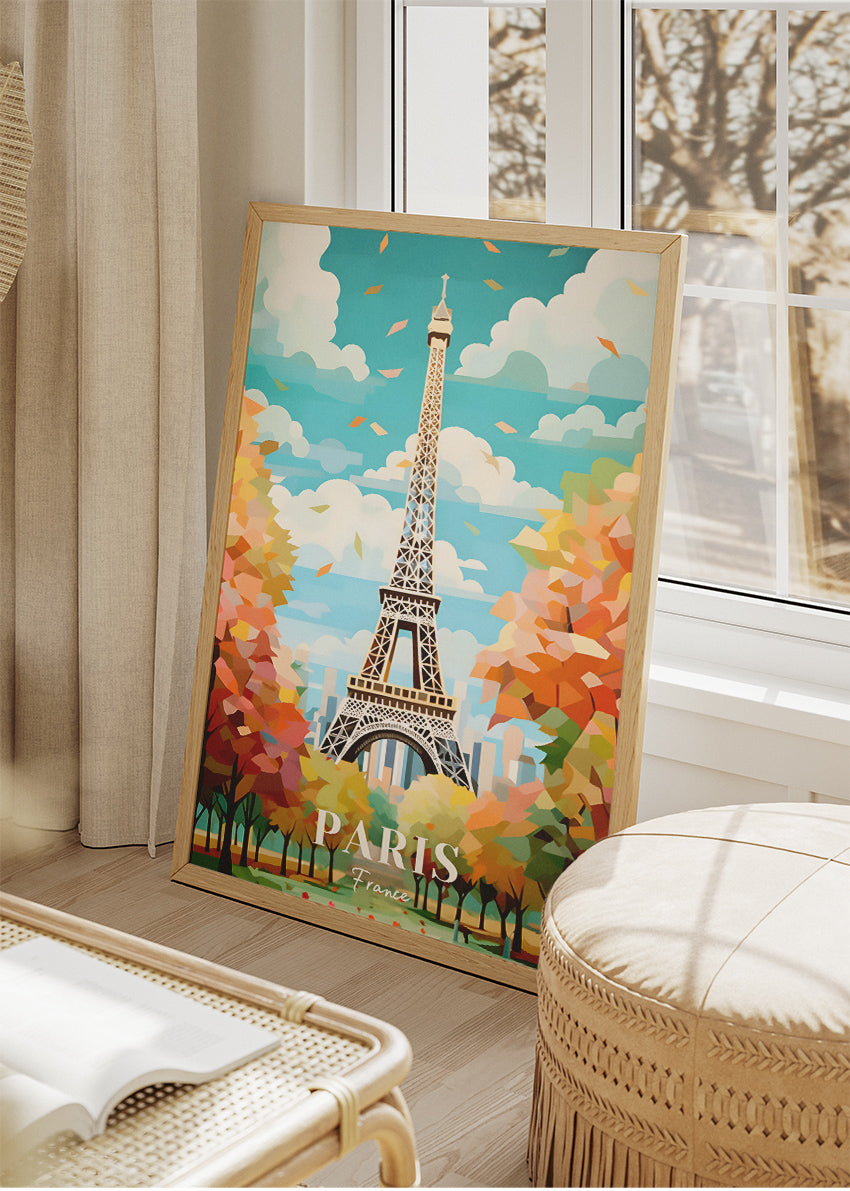 Paris France Poster & Canvas Print – Vintage Autumn Eiffel Tower Art