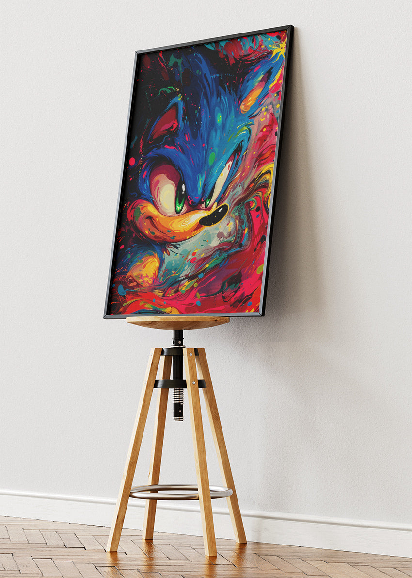 Sonic the Hedgehog Abstract Wall Art Poster & Canvas – Expressive Modern Gaming Artwork