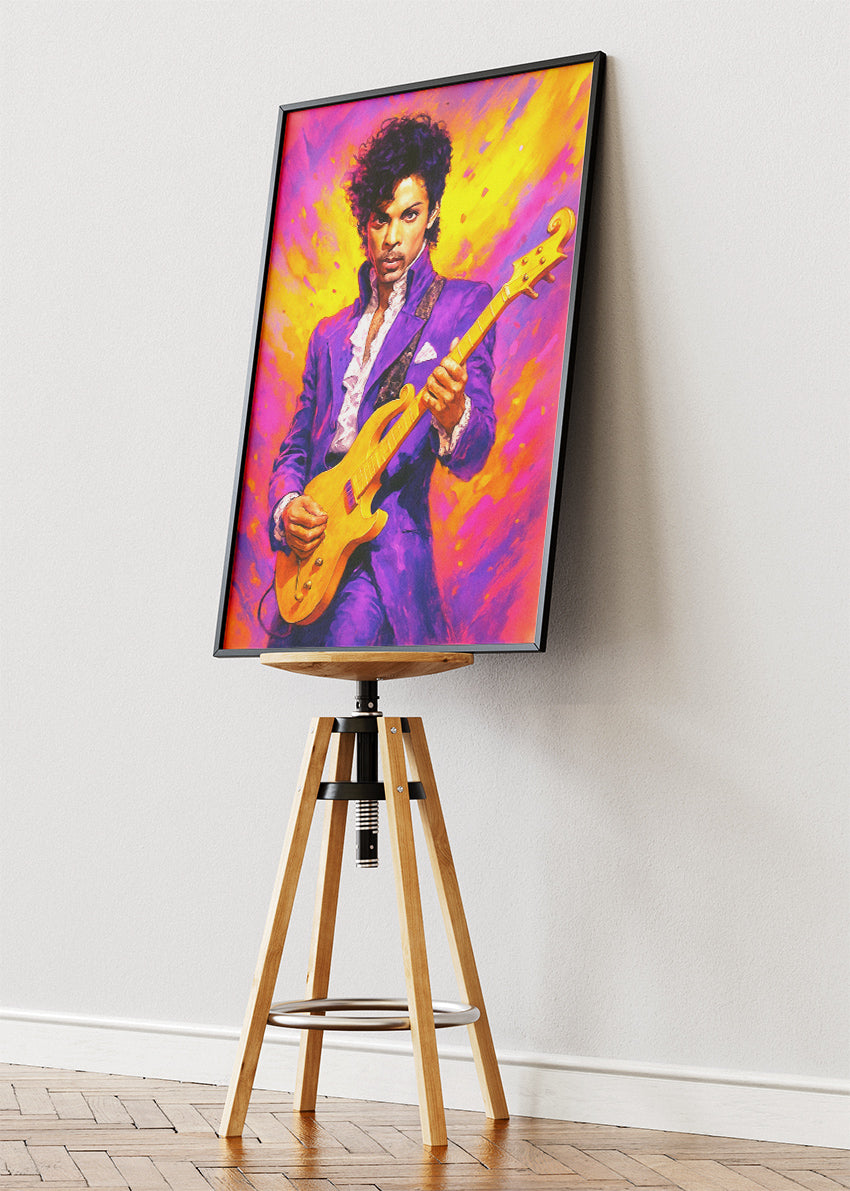 Prince Purple Rain Guitar Portrait – Iconic Music Legend Wall Art Poster & Canvas