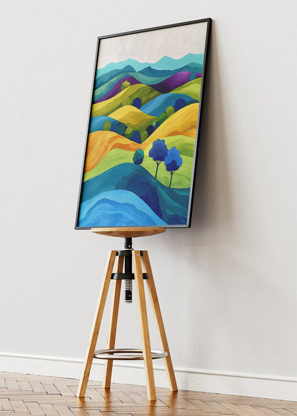 Colorful Layered Hills – Modern Abstract Landscape Canvas & Poster Print – AI PRINT LAB