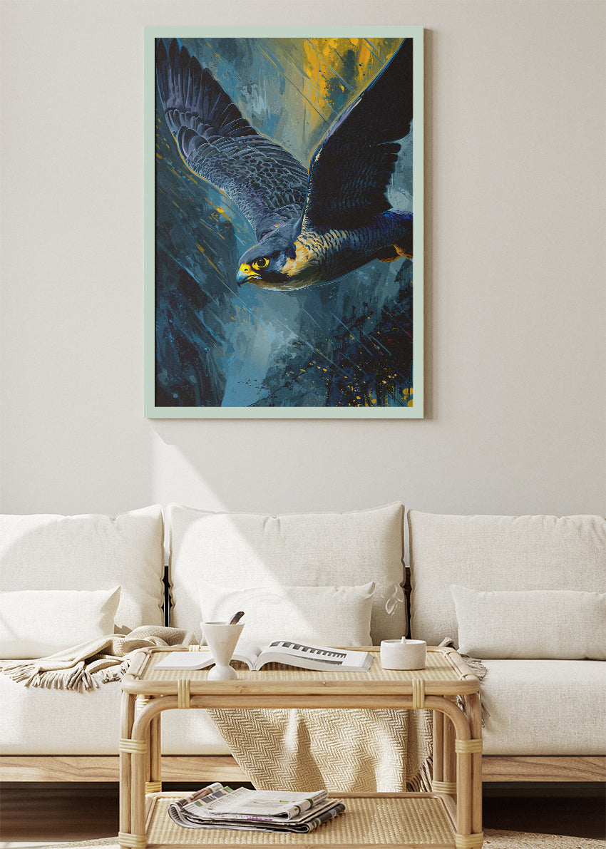 Peregrine Falcon Wall Art Poster & Canvas Print – Powerful Bird of Prey Illustration