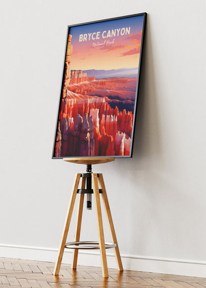 Bryce Canyon National Park Poster & Canvas Print – Sunset Hoodoo Landscape Illustration Wall Art