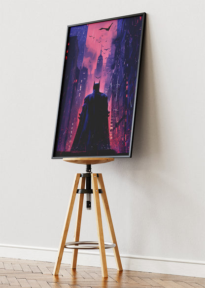 Batman – Neon Gotham City Silhouette Canvas & Poster Print – AI PRINT LAB
